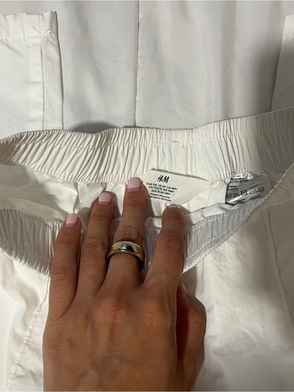 H&M White Elastic Waist Casual Pants - Picture 2 of 5